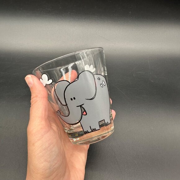 Childrens Cup Leonardo Bambini Elephant Glass 7 Oz Gray Kitschy Drinkware - Picture 8 of 9